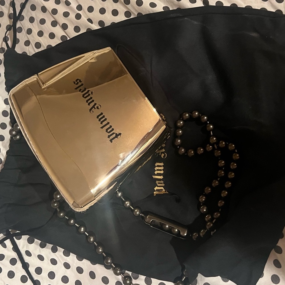 Palm Angels Gold Clutch with Black Chain
